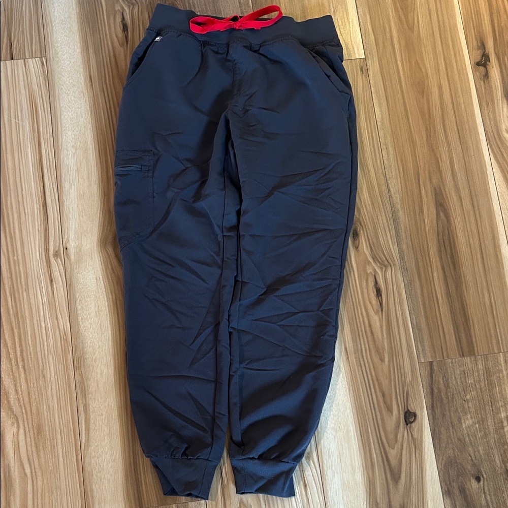 Figs Women's Navy Joggers with Red Drawstring